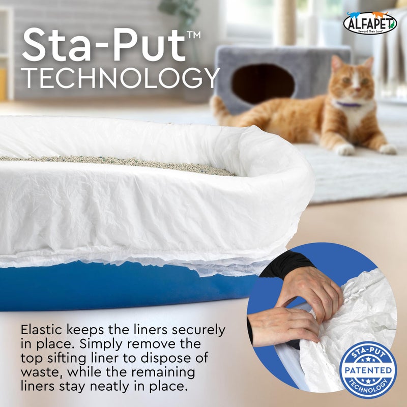 Alfapet Sifting Cat Litter Box Liners - Jumbo 15 Count, Pack of 5 - Tear-Resistant Cat Litter Bags, Waterproof Kitty Litter Liners, Fits Litterbox Pan Sizes X-Large, X-Giant, 37" x 18" 30 lb Capacity - Image 5